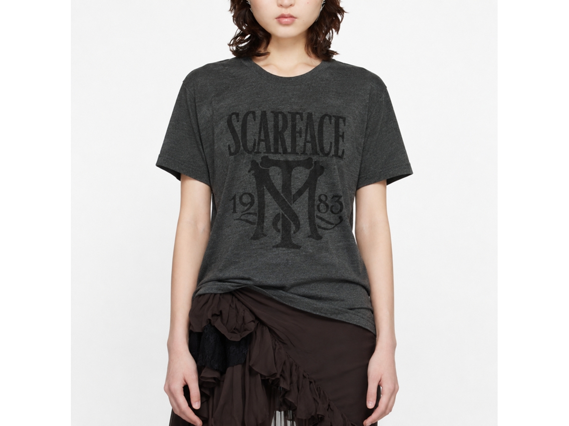 Rockinstone Scarface Movie Symbol Heather Black Adult T-shirt Size:l