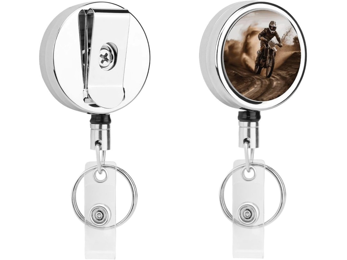 Porta Crachá Retrátil Com Clipe Cinto E Chaveiro De Metal, Resistente Pendurar Crachás De Identificação E