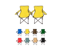 Silla De Camping Plegable De Acero Con Reposabrazos Y Funda Con Asas- 80x80x50 Cm, Resistente Al Agua - Ideal Para Exterior Amarillo Pack 2 Uds