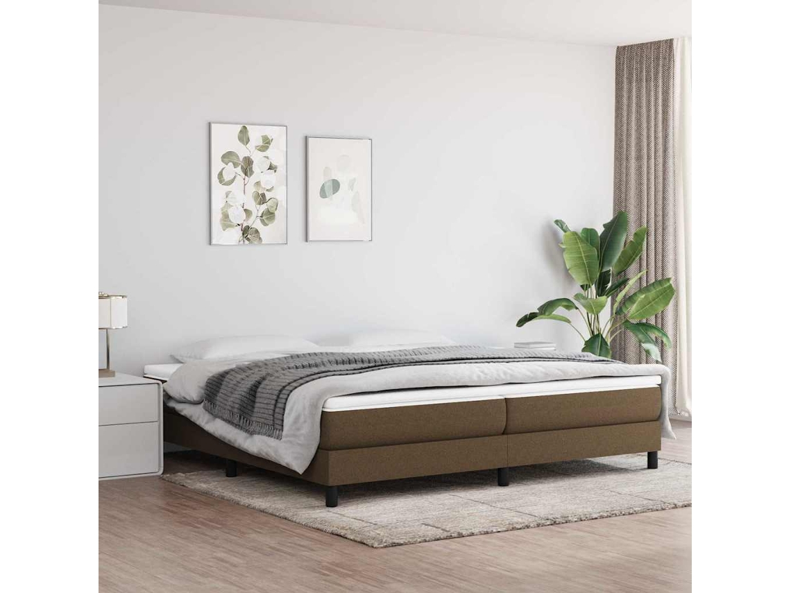 Vidaxl Estrutura De Cama Com Molas 200x200 Cm Tecido Castanho-escuro