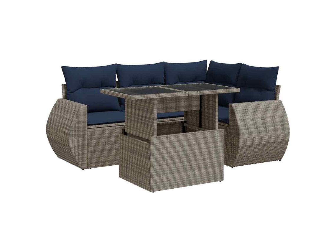 Conjunto de sofá de jardim 5 peças com almofadas de acácia e vime MAISON EXCLUSIVE (5 peças)