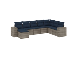 Conjunto de Sofá de Jardim, 8 Peças, Almofadas, Rattan Cinza MAISON EXCLUSIVE