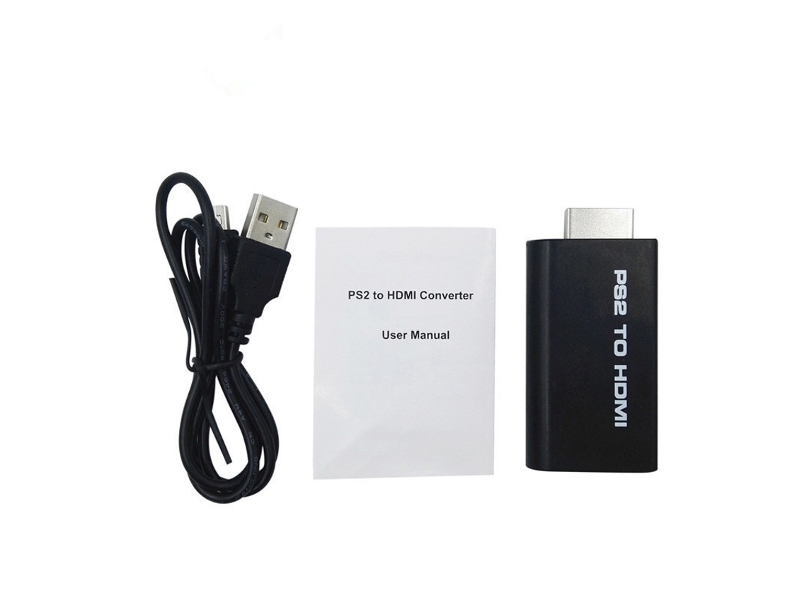Adaptador Ps2 Para Hdmi, Conversor De Áudio/vídeo Hd - Preto