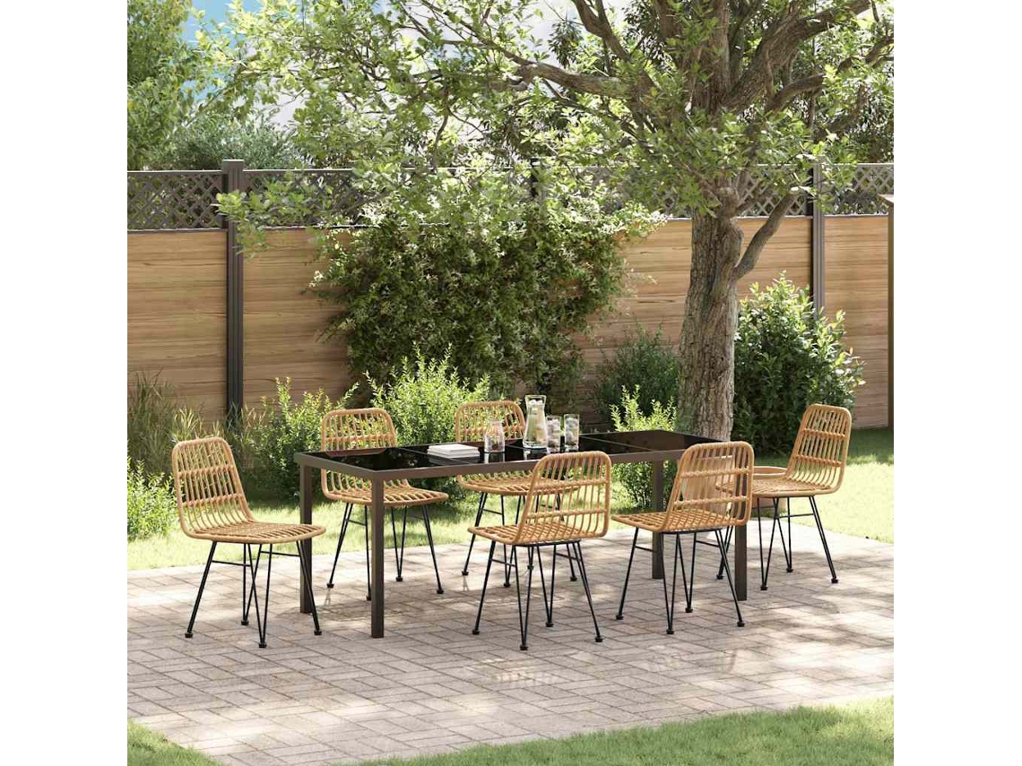Vidaxl Conjunto De Jantar Para Jardim 7 Unid. Castanho