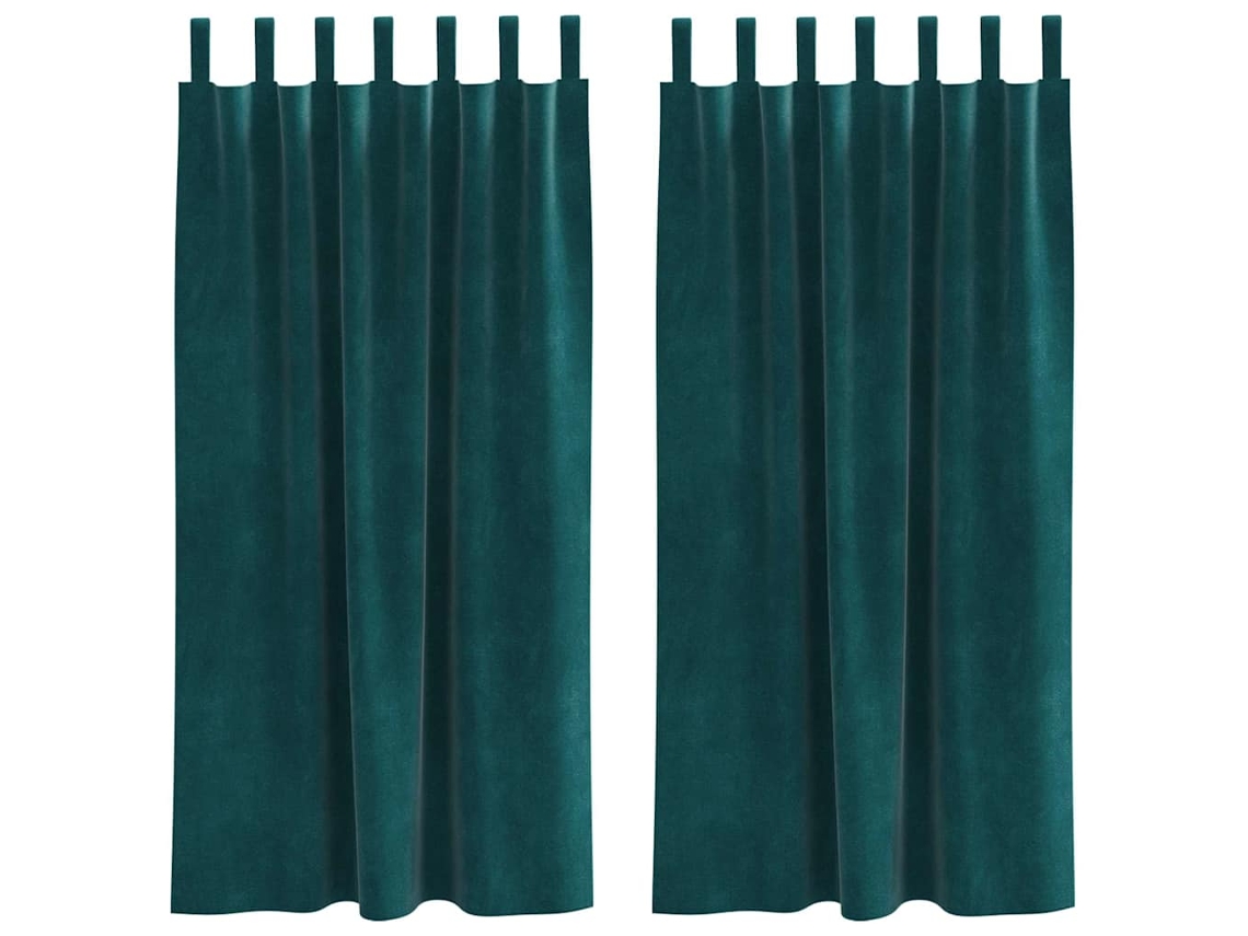 Maison Exclusive - Cortinas Opacas 2 Unid. Verde-escuro 140 X 175 Cm Veludo