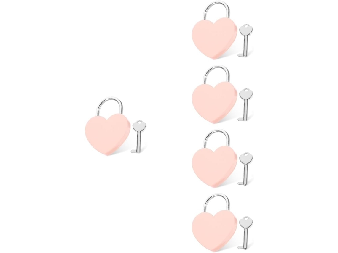 Conjunto De 5 Cadeados Em Formato Coração Mikikit Com Chave, Cadeado Decorativo Pequeno Para Joias, Lenços, Cadernos E