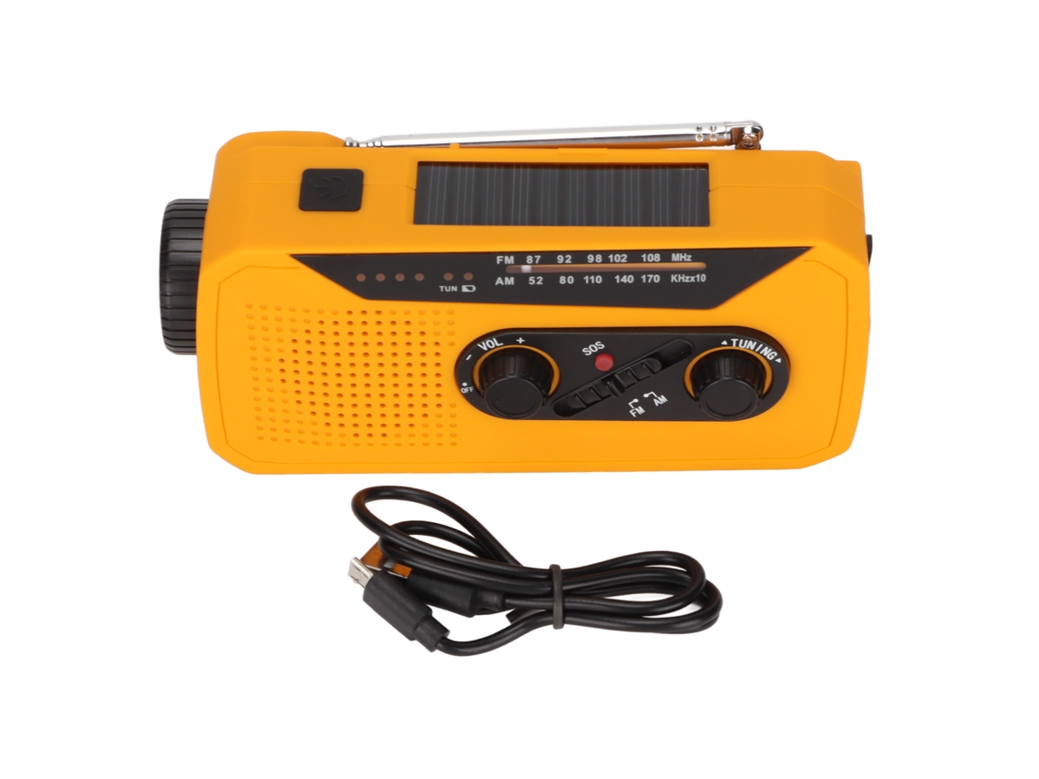 RÁDIO DE EMERGÊNCIA AQUAFORGE com carregador solar, manivela, usb, bateria externa 2000mah, meteorológico, lanterna led
