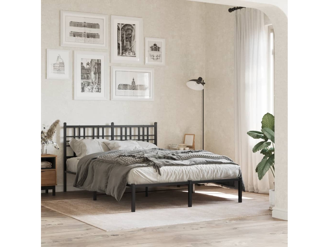 Estrutura De Cama Com Cabeceira 120x190 Cm Metal Preto