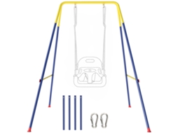 Estrutura De Baloiço Infantil Dobrável Estrutura Metálica Para 1 Baloiço Com 2 Ganchos 4 Estacas 128x155x157 Cm Azul