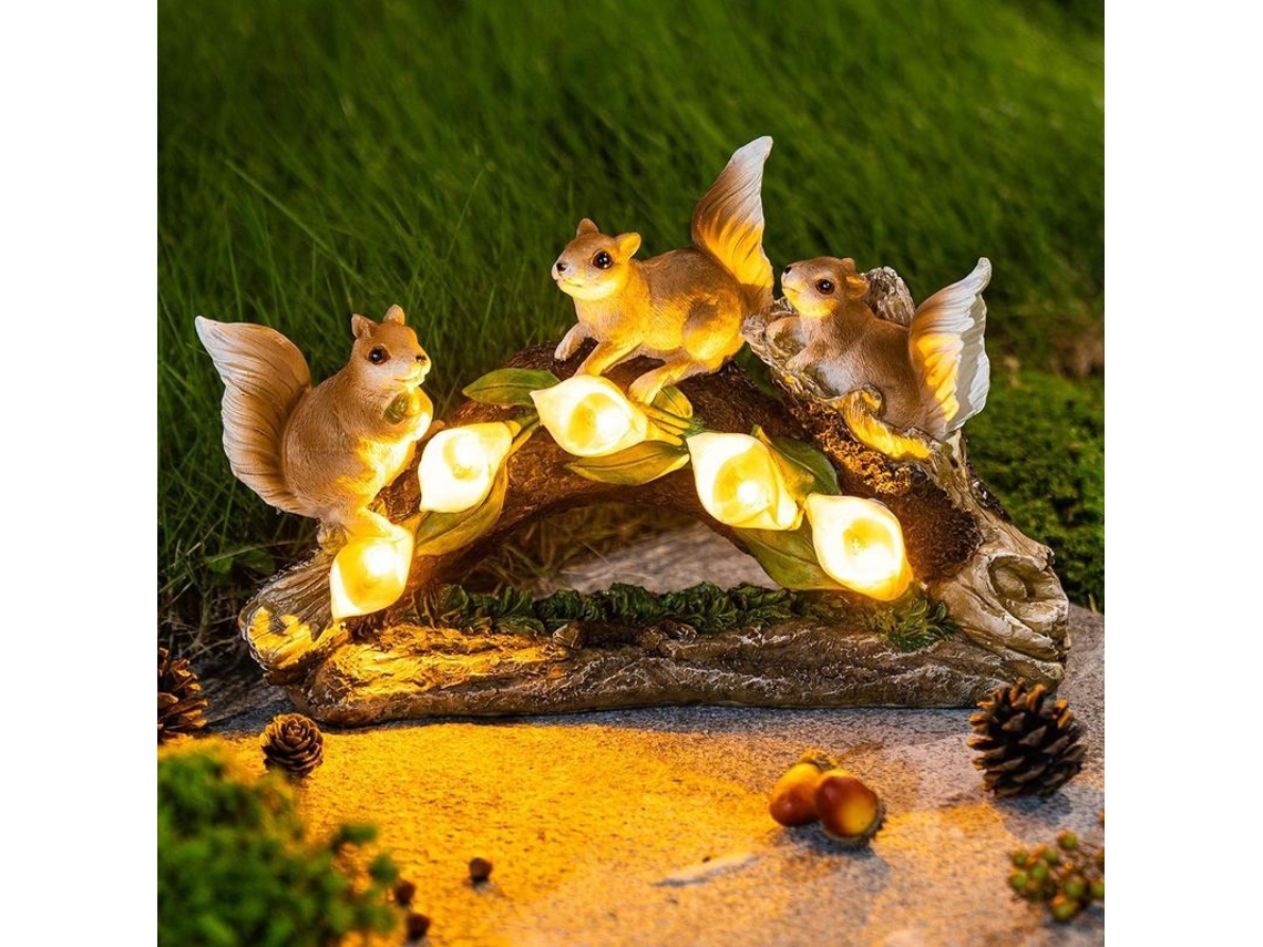 Figuras De Ardilla Para Jardín, Arte De Jardín Solar Para Decoración De Otoño E Invierno Exterior