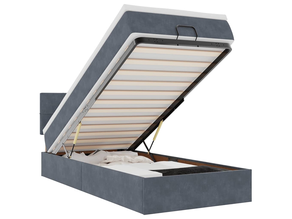 Estrutura de Cama Otomana com Colchão 90x190 cm Veludo Cinzento Escuro MAISON EXCLUSIVE