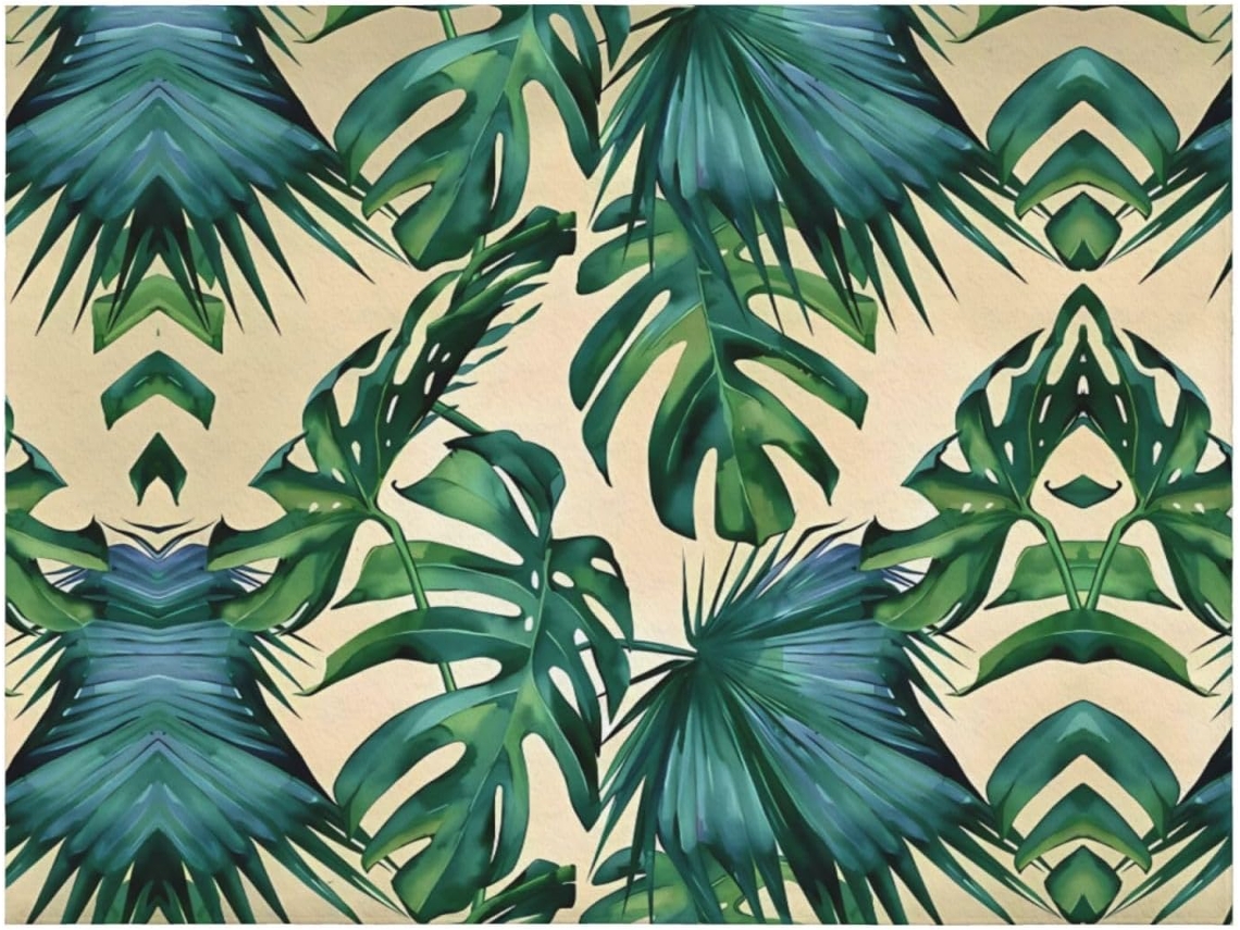 Manta de Flanela Macia e Quente com Estampa Folha Bananeira Verde 152 4 X 127 Cm, Macio, Quente, Ideal para Qu