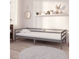 Cama De Solteiro | Camas Para Quarto | Sofá-cama Com Colchão 90x200 Cm Pinho Maciço Cinzento