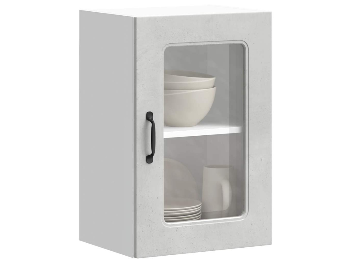 Vidaxl Armário De Parede De Cozinha Porta Vidro Kalmar Concreto Cinza