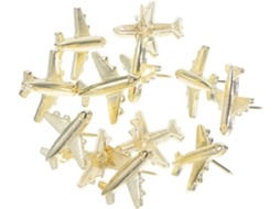 Tachinhas Douradas Em Formato Avião, 12 Unidades, Liga Zinco, Fácil De Usar Para Mapas E Quadros Cortiça No