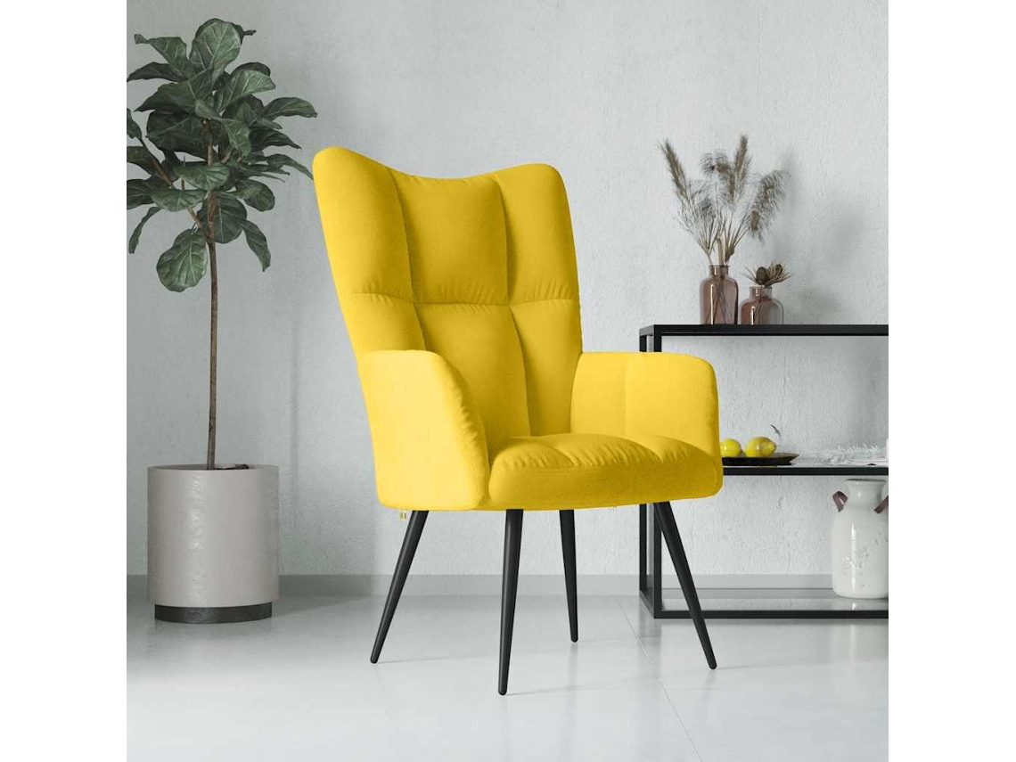 Vidaxl Cadeira De Descanso Veludo Amarelo Mostarda
