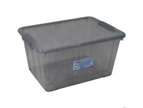 Caixa Multiusos 30L Cinza Transparente POWERPLÁS
