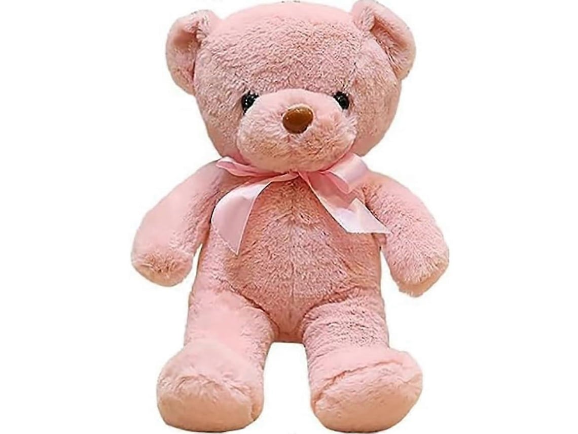 Urso De Pelúcia Rosa Com Laço, Macio, Presente Para Crianças E Bebês