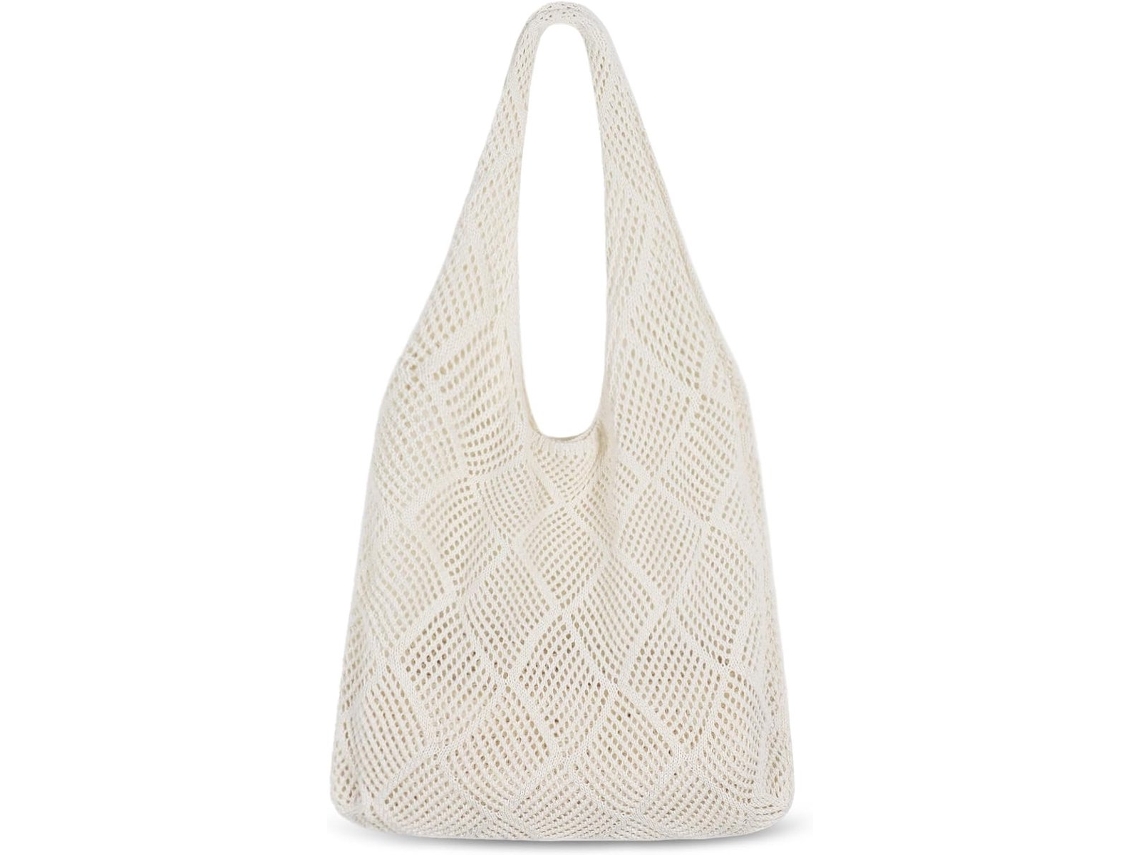Bolsa Tote Boho Bege Feminina, Praia, Ombro em Tela, Essencial para o Verão AQUAFORGE