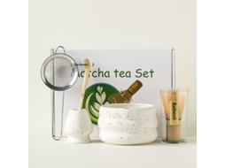 Conjunto De Batedor De Matcha De Bambu Com Suporte Para Batedor, Estilo Tradicional, Branco