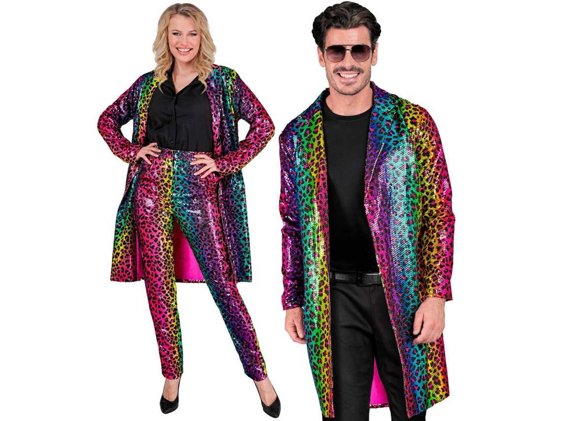 Fantasia ou Casaco Fashion Party estampa animal multicolorida para adulto