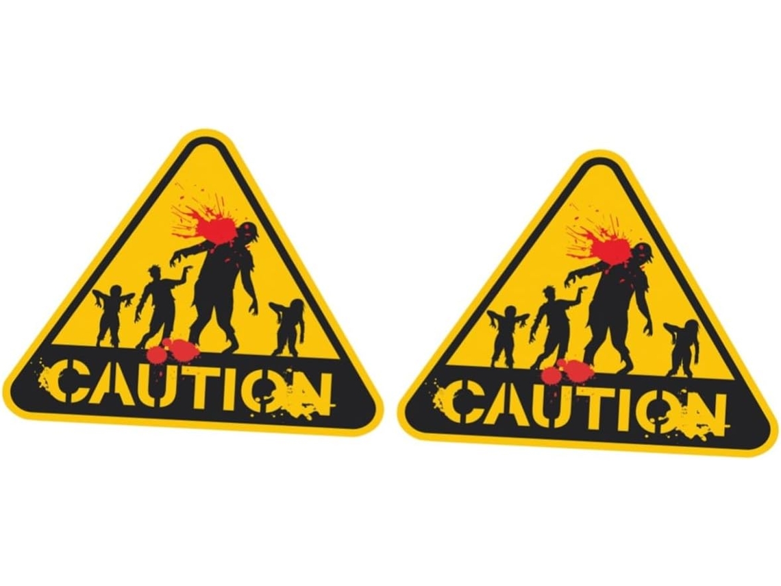 2 Adesivos De Aviso De Halloween