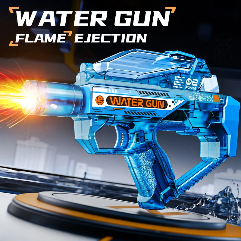 Pistola de Água Totalmente Automática com Luz, Disparo Contínuo, Brinquedo Aquático, Jogo de Praia. MDUG (azul)