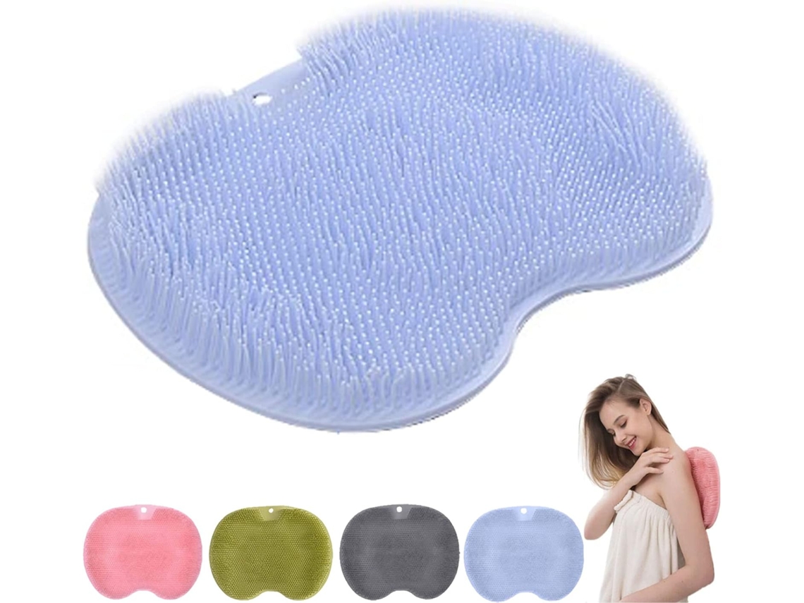 Tapete De Duche Silicone Com Ventosas, Massagem Para Pés E Costas, Azul