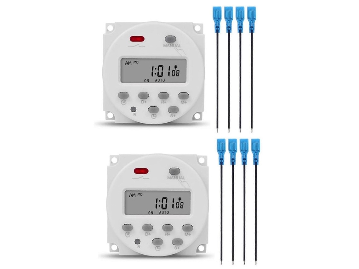 2 Digital Lcd Sintimer 12v Timer Relays, 1-second Interval, Programmable 7 Days A Week.