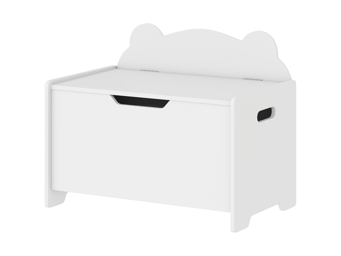 Caixa De Brinquedos Infantil Em Formato De Urso Com Tampa Flip-top, 60x38x48cm, Armazenamento Crianças Branca