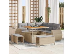 Vidaxl Conjunto De Sofá De Jardim 8 Unid. Bege Vime Pe