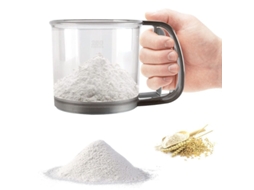 2026 cernidor de Harina de Acero Inoxidable Manual Con Mango Ergonómico Y Escala Medidora 250g