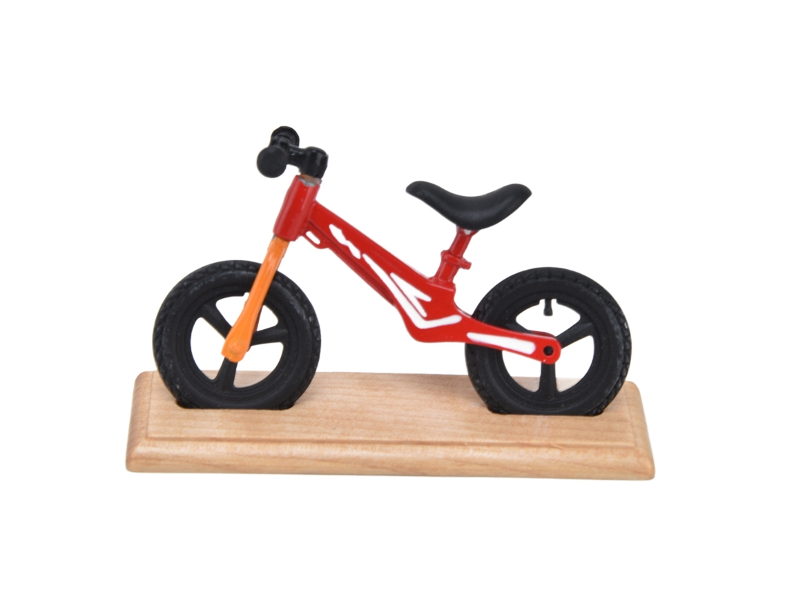 Mali bicicleta Miniatura de Metal e Madeira Composta para Decoração de Casinha de Bonecas Vermelha