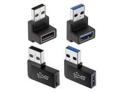Adaptador USB 3.0 4 pack, ângulo vertical e horizontal, macho para fêmea, plug and play
