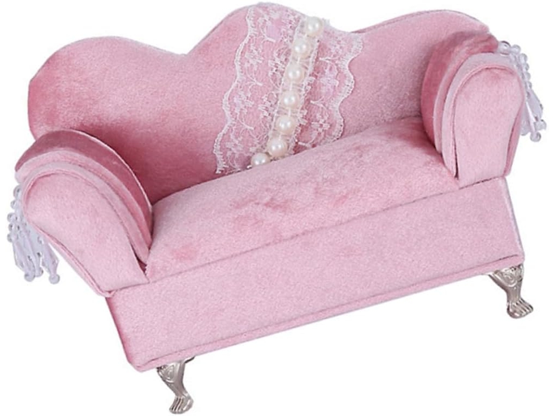 Caixa De Joias Em Formato De Sofá De Pelúcia Rosa, Organizador Para Brincos E Outras Joias Pequenas.