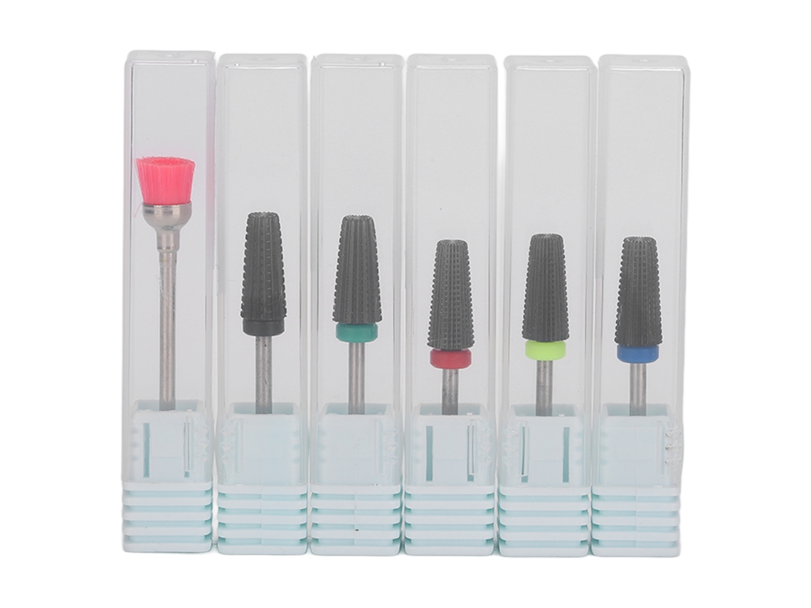 Conjunto De Brocas Para Furadeira De Unhas De Aço Tungstênio Com Escova Para Polir E Remover Esmaltes Gel Preto
