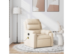 Vidaxl Poltrona De Massagens Reclinável Tecido Cor Creme