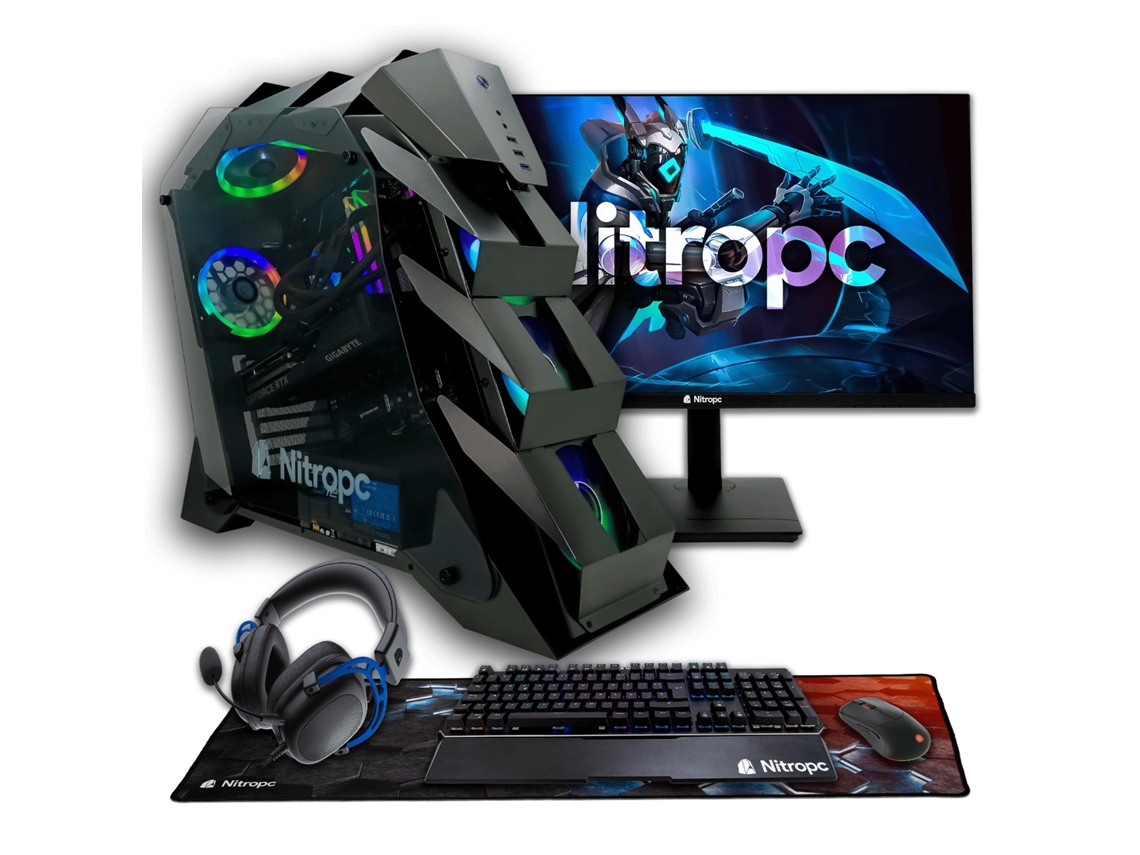 PC Gaming Nitropc Pack Nitro Plus v2 Preto – AMD Ryzen 7 9800X3D, GeForce RTX 5080 16GB, 32GB DDR5, 2TB M2, Win11 Pro, Acessórios + monitor 27" 2K 165Hz
