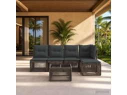 Vidaxl Conjunto De Sofá De Jardim 6 Unid. Cinzento Vime Pe