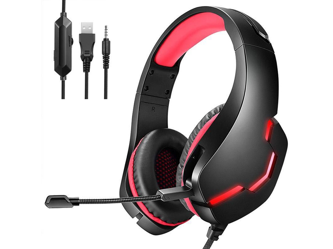 Auscultadores YDCY Gaming com Fio J10 Deeplighting On Ear Multiplataforma Vermelho