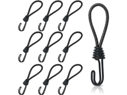 10 Tiras De Borracha Curtas Com Ganchos Em Espiral, 16 Cm, Pacote Com 10 Unidades, Universais Para Camping, Bagagem E Lonas
