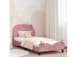 Vidaxl Estrutura De Cama Infantil Com Cabeceira Rosa 90 X 190 Cm