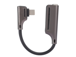 Adaptador De Carregamento E Fone De Ouvido 2 Em 1 Com Entrada 3.5mm Para Ios Em Ligação Imediata De Alumínio Preto