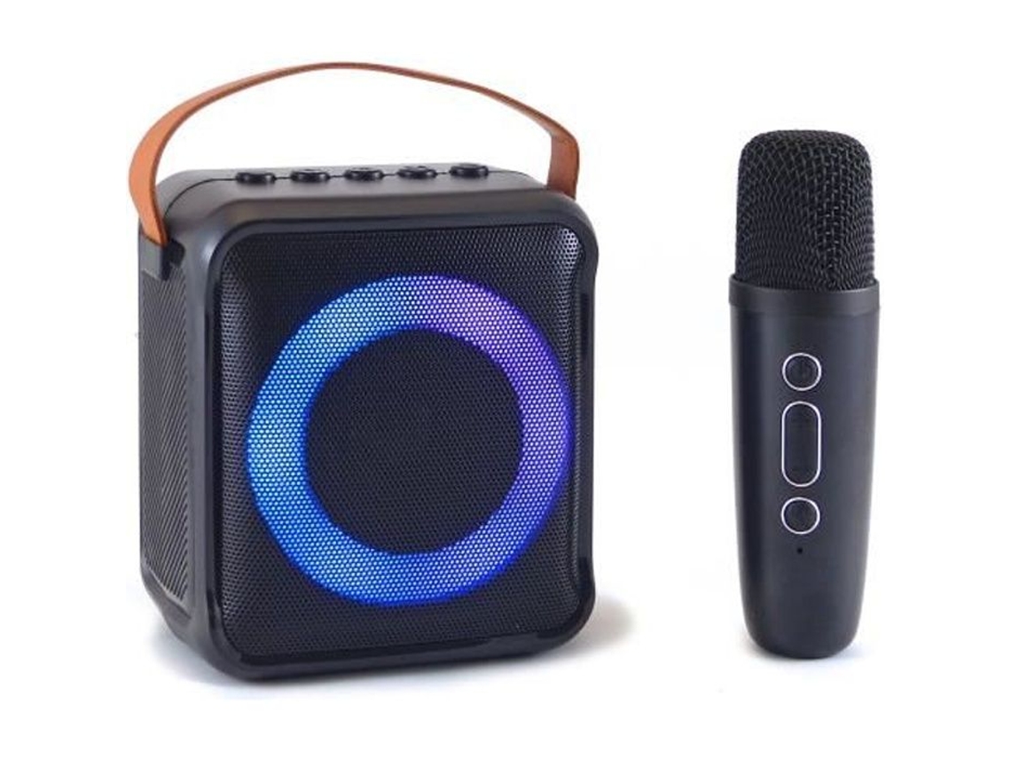 Caixa De Som Para Karaokê + Microfone Sem Fio - Bluetooth - Iluminada