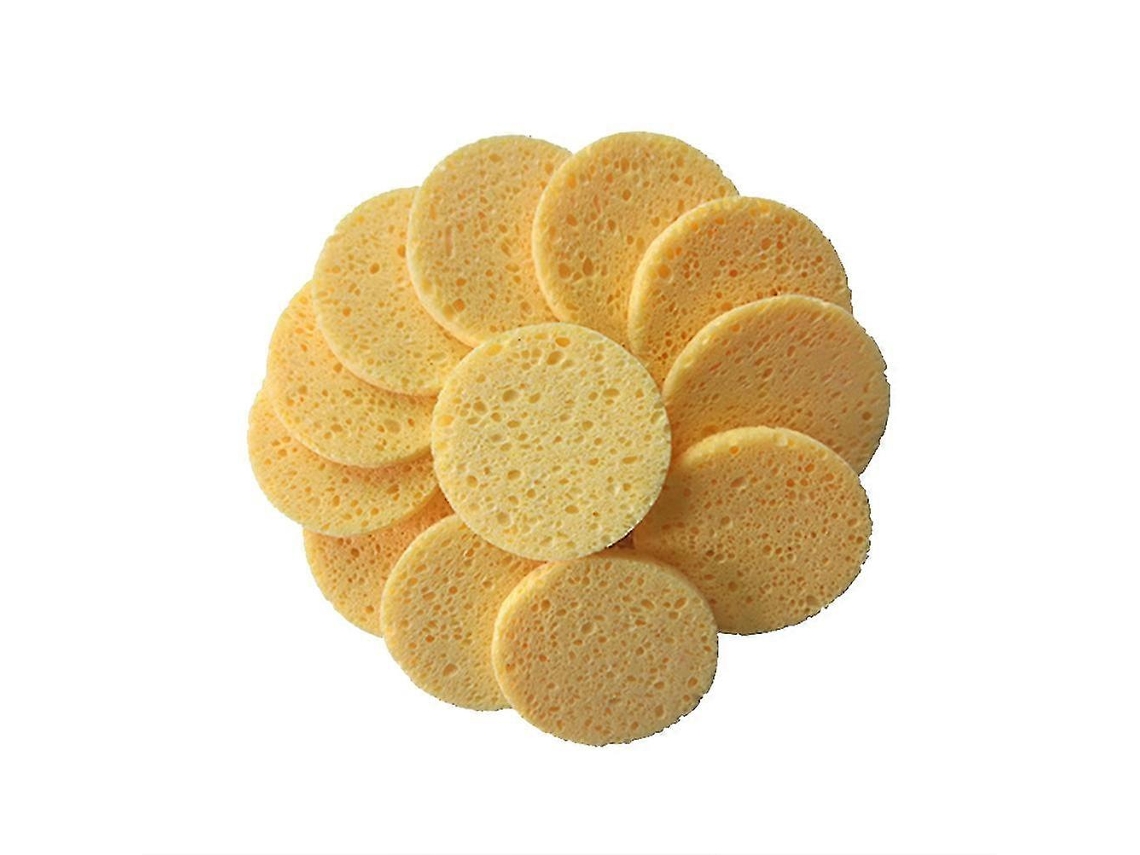 50 Esponjas De Polpa De Madeira Natural Para Limpeza Facial E Maquiagem.