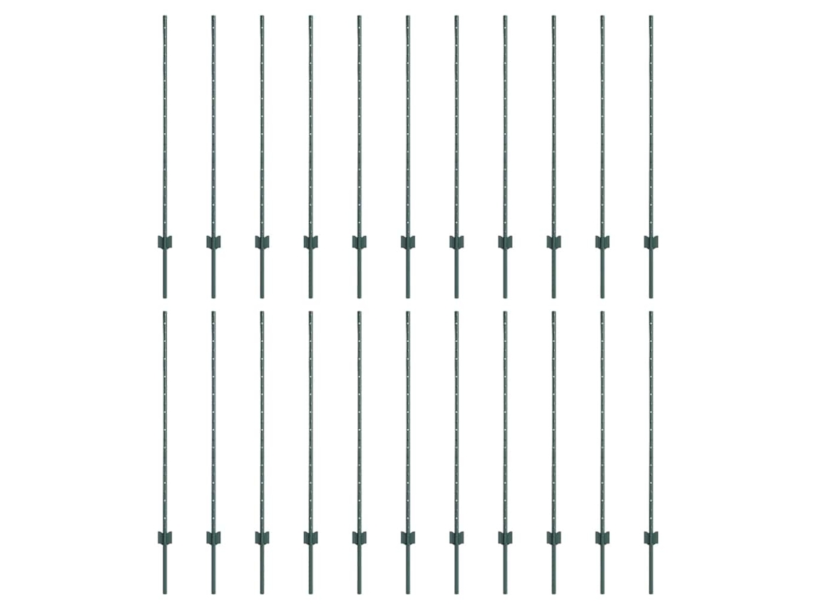 Poste De Cerca 22 Pcs Verde 160 Cm Aço