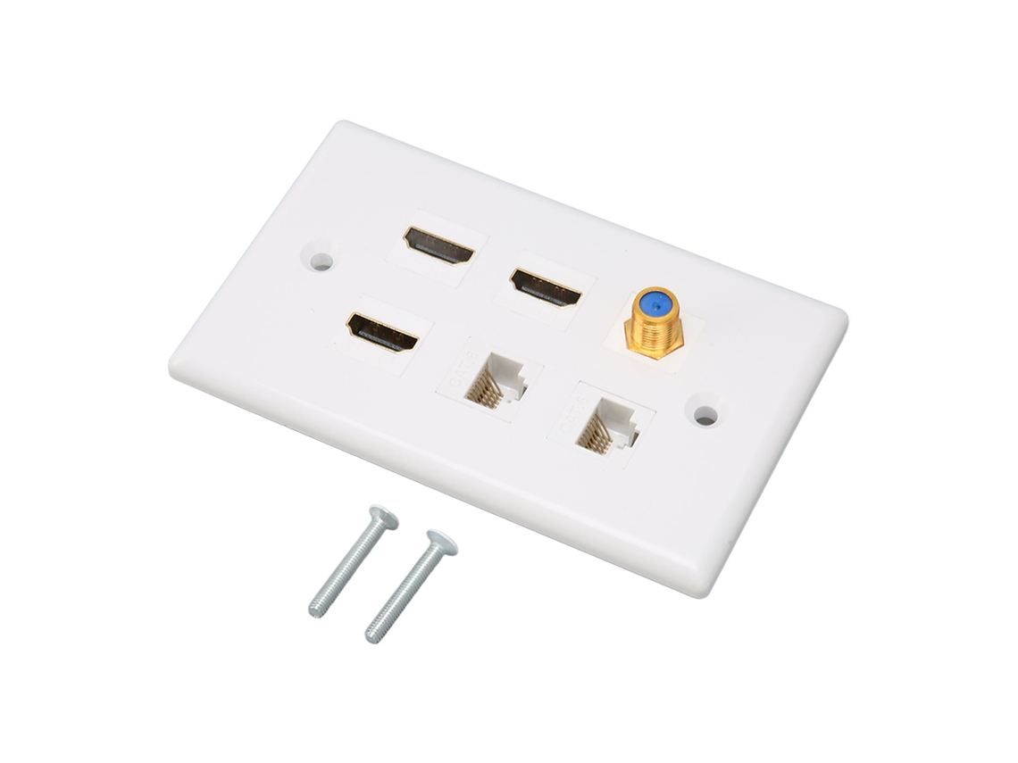 Aetheria painel de Parede Av com 6 Portas Interface Multimídia Hd Cat6 Tv F Head para Casa