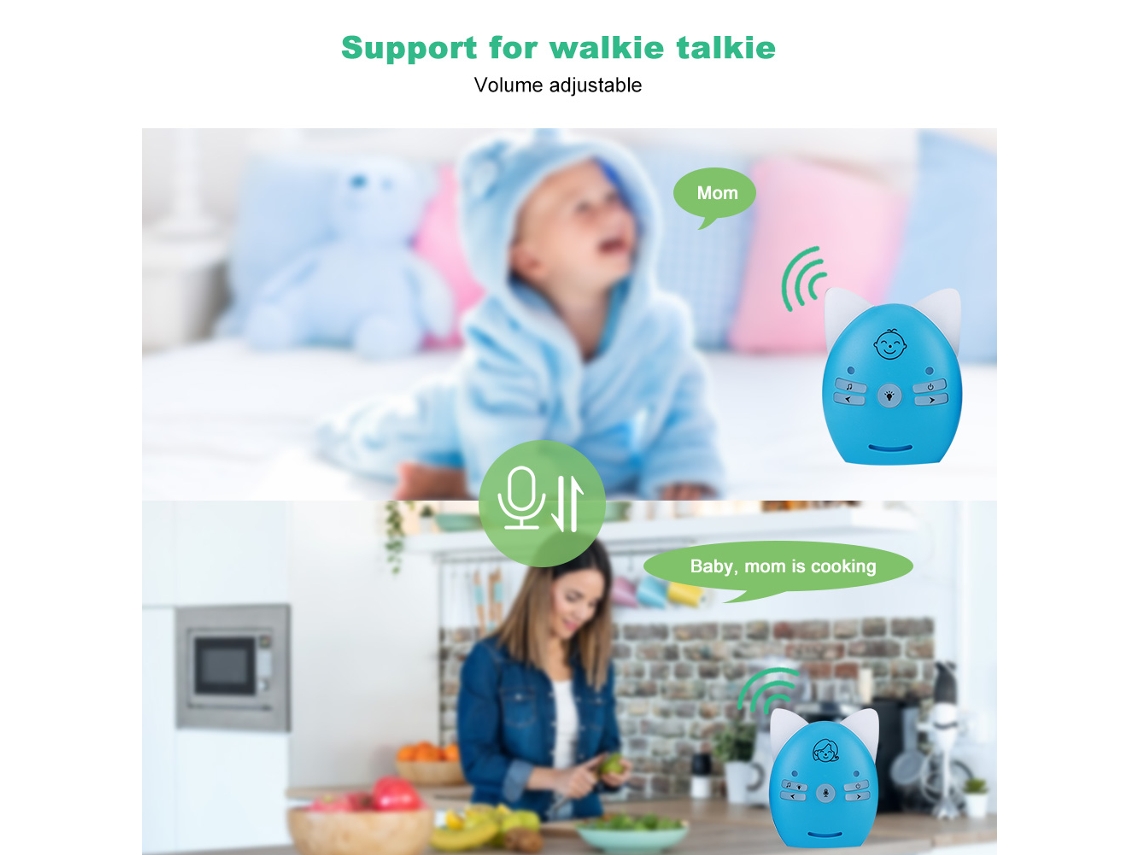 Monitor De Áudio Para Bebês, 2.4ghz, Sem Fio, Com Música, Comunicação Bidirecional, Luz Noturna Compacta, Walkie Talkie, 100 240v, Aquaforge