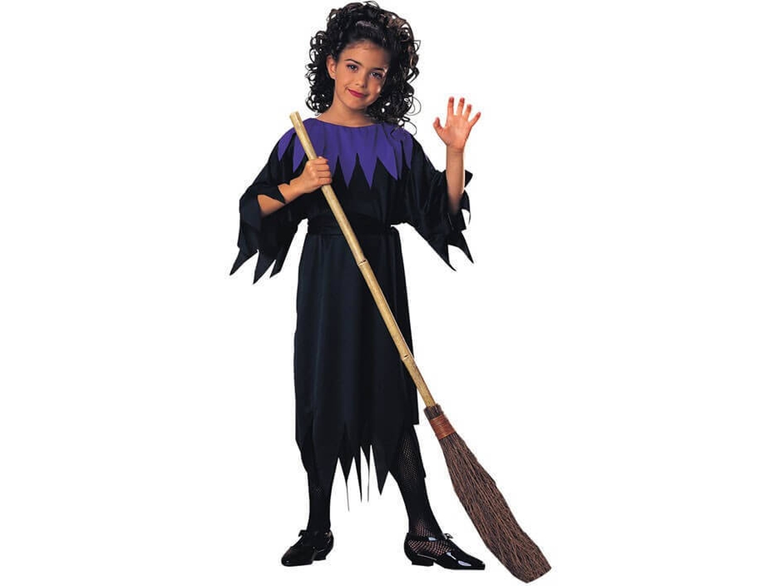 Fato de Menina DISFRAZZES Bruxa Com Franjas Roxo E Preto (Tam: 5 a 7 anos)