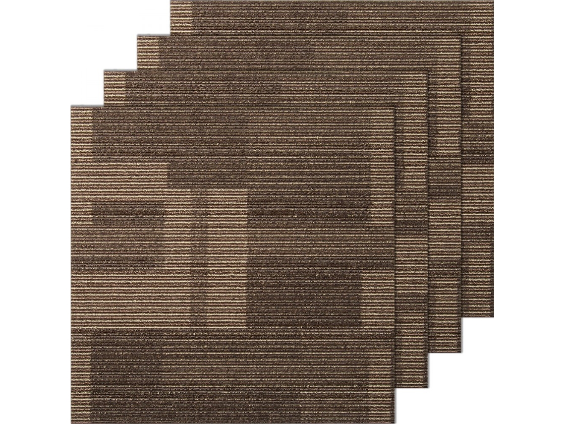 Conjunto De 24 Alcatifas Castanhas 61x61cm Com Acolchoamento Tekmaquinas